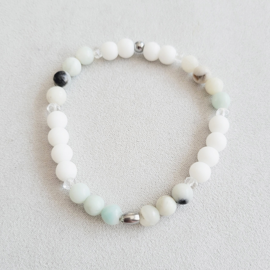 Amazonite et Agate blanche