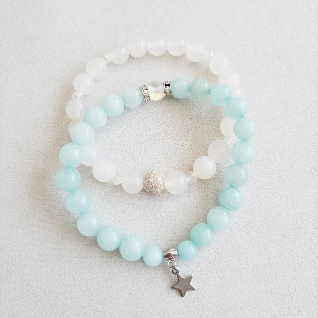 Duo Amazonite et Agate claire