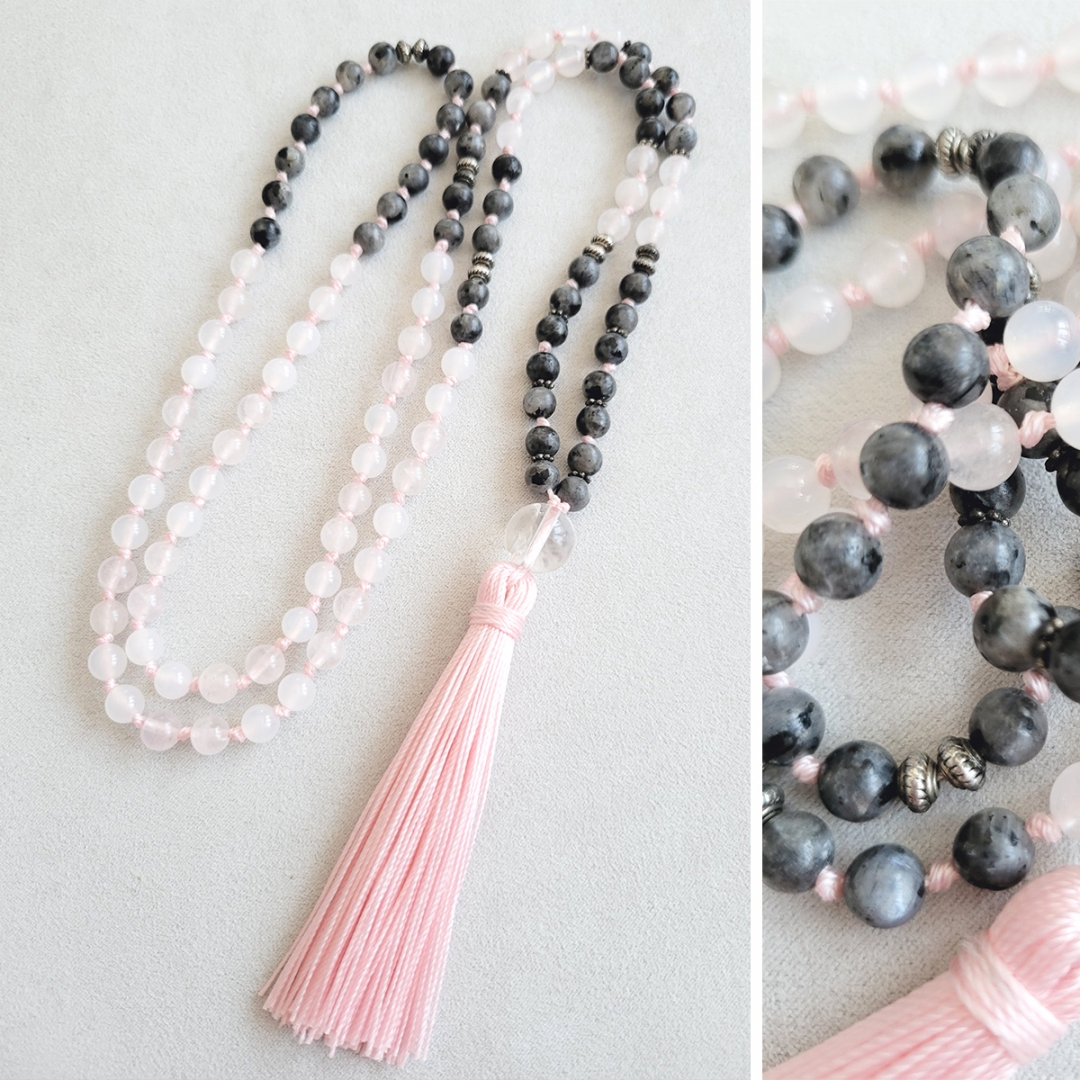 Petit Mala Quartz rose et Labradorite