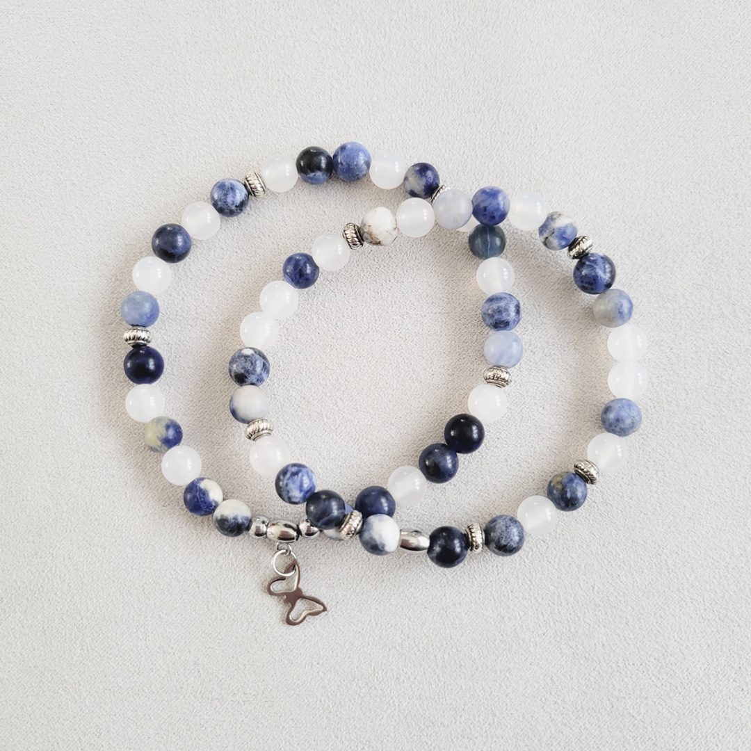 Duo Sodalite et Agate claire